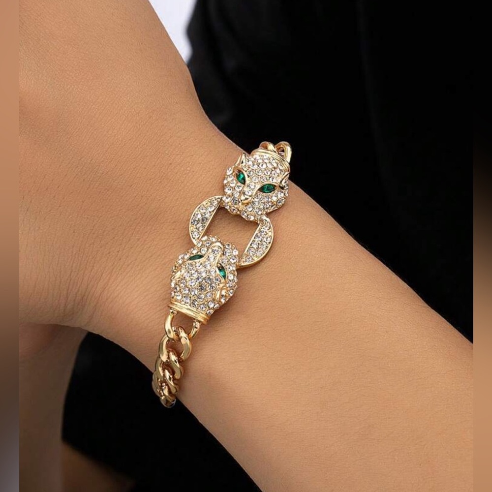 Elegant Gold‎ Tone Panther Bracelet